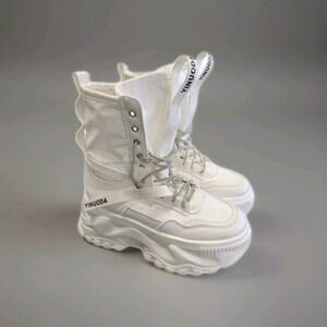Chunky White YINUODA Platform Combat Sneaker Boots Cyber Y2K 39 (Fits 7.5-8)